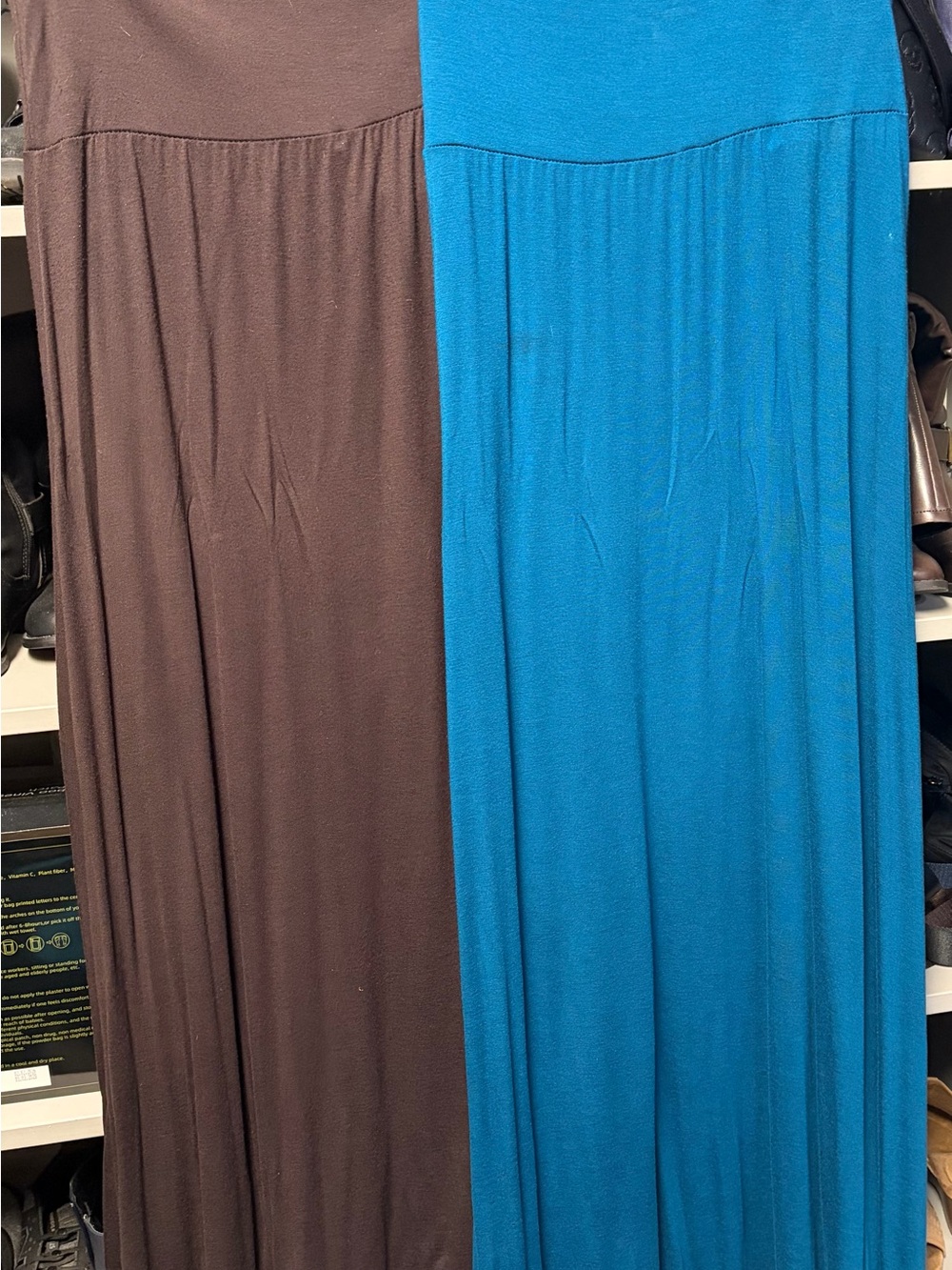 Azules Maxi Skirts in Brown and Teal